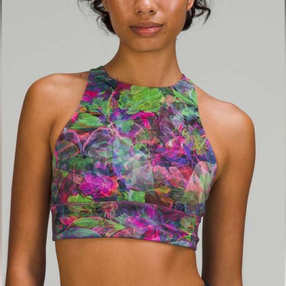 Lululemon | Longline High Neck Energy Bra | Vivid Floral Tone Multi | Size 10